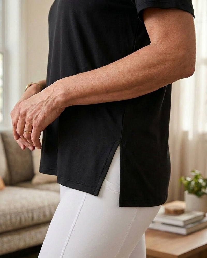 Longer Sleeve Plus Size V-Neck T-Shirt — Covers Your Arms &amp; Hides Your Belly