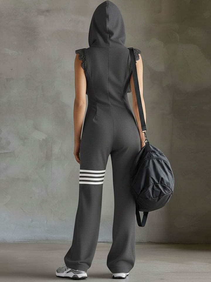 Clarissa | Retro Sporty Jumpsuit With Hood