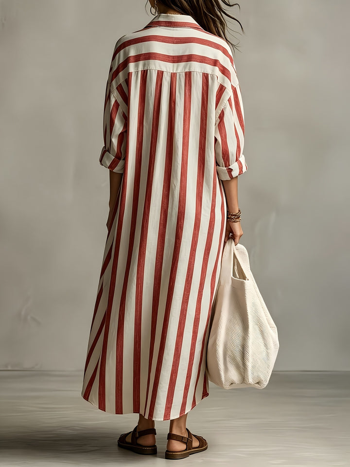 Fletcher | Relaxed V-Neck Striped Shirt Dress