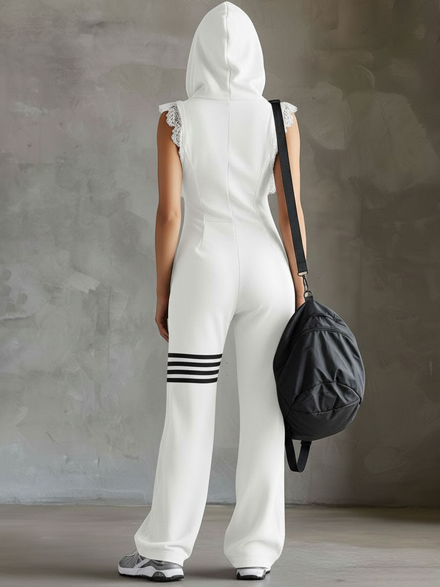 Clarissa | Retro Sporty Jumpsuit With Hood