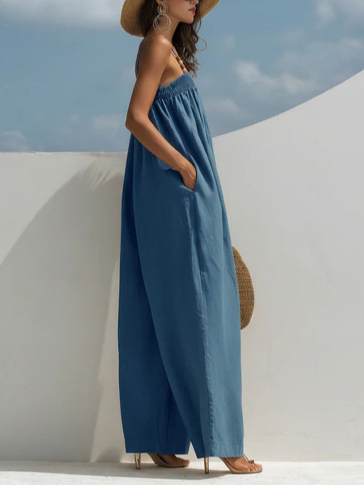 Monica | Relaxed Fit Wide-Leg Denim Jumpsuit