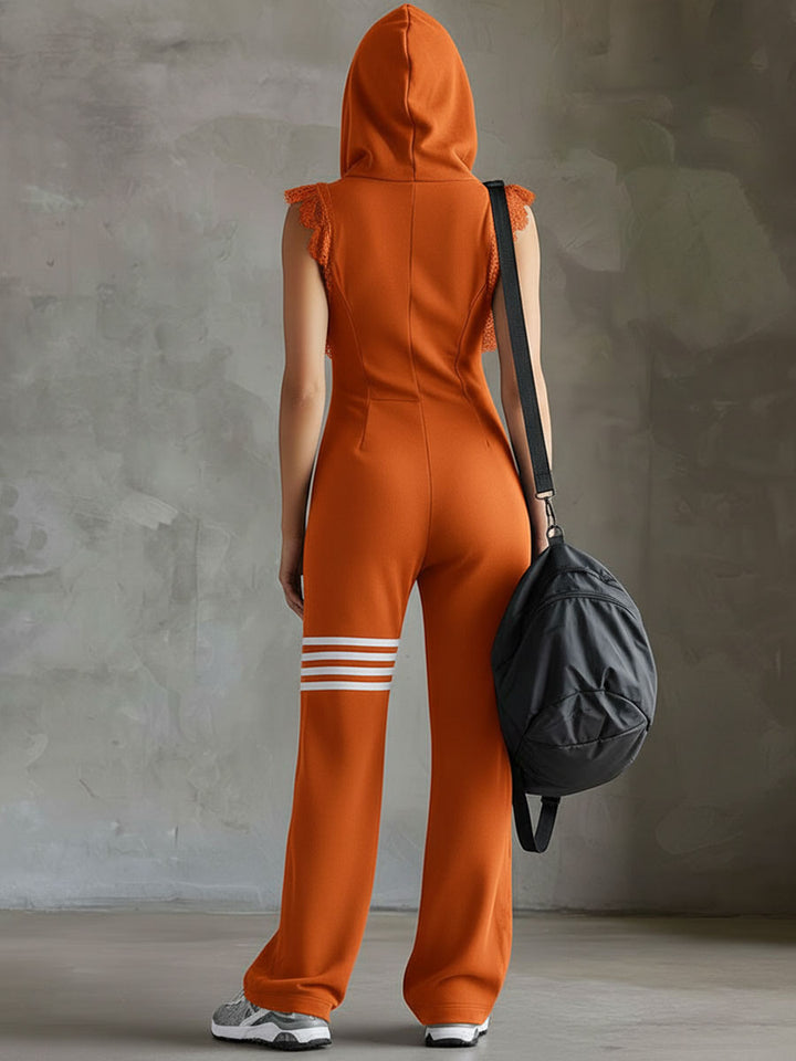 Clarissa | Retro Sporty Jumpsuit With Hood