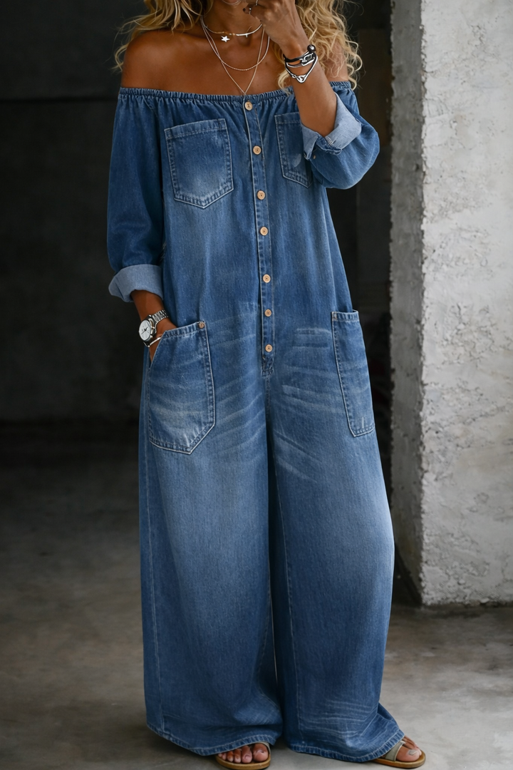 Elena | Long Sleeve Off-the-Shoulder Jumpsuit