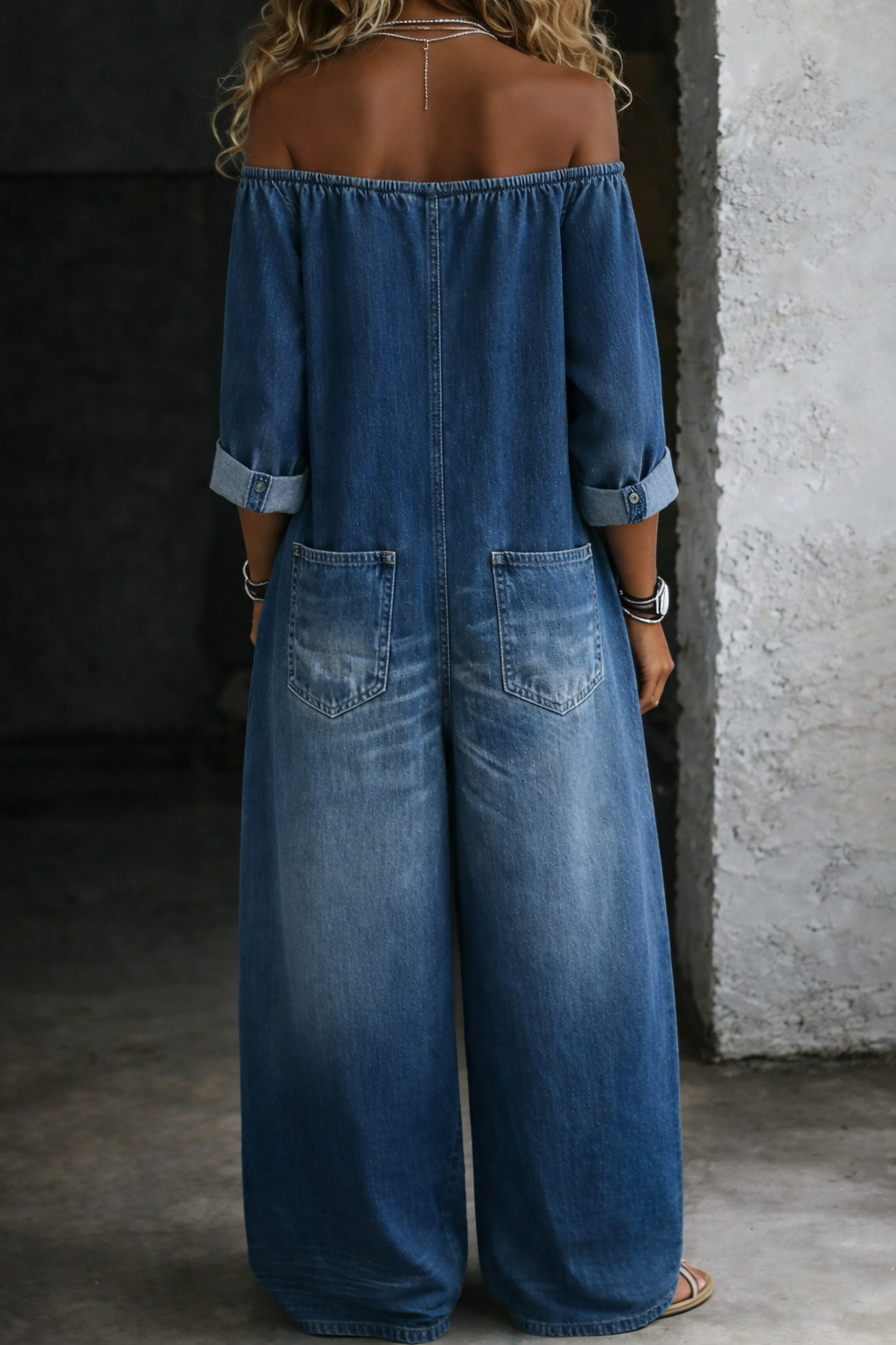 Elena | Long Sleeve Off-the-Shoulder Jumpsuit