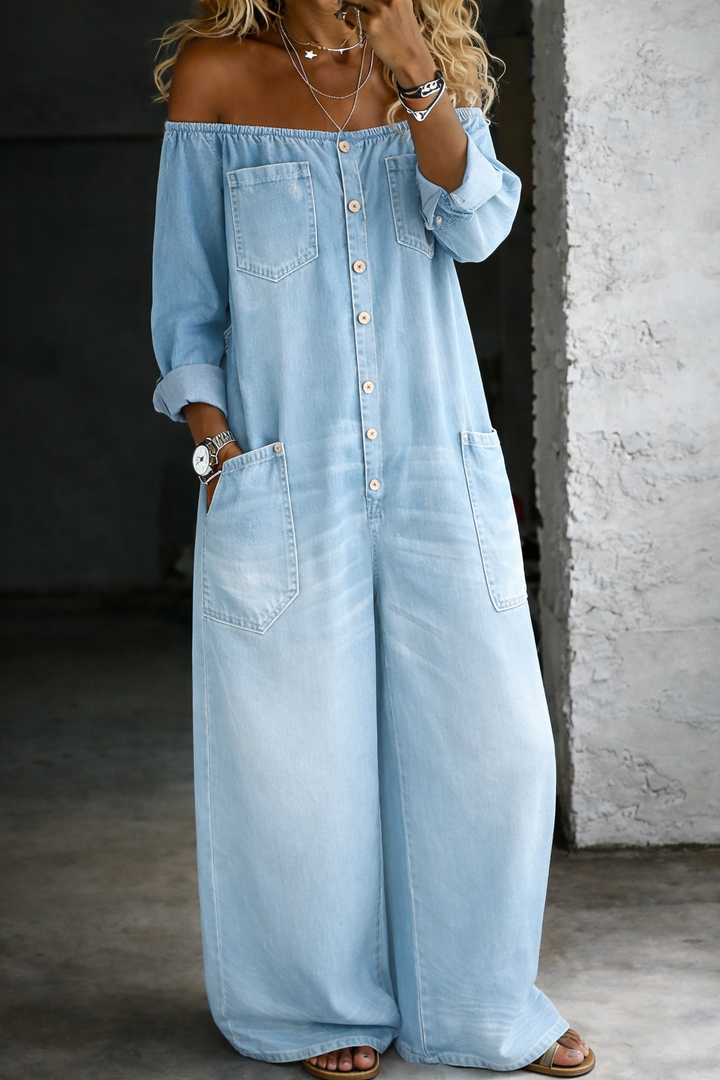 Elena | Long Sleeve Off-the-Shoulder Jumpsuit