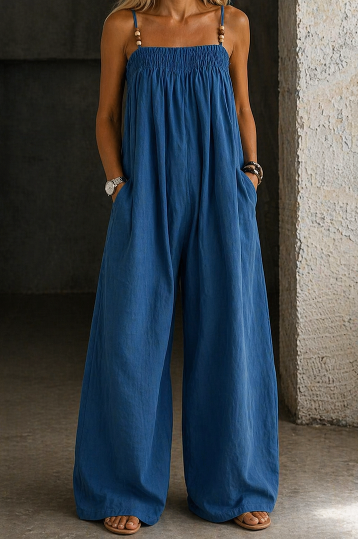 Monica | Relaxed Fit Wide-Leg Denim Jumpsuit