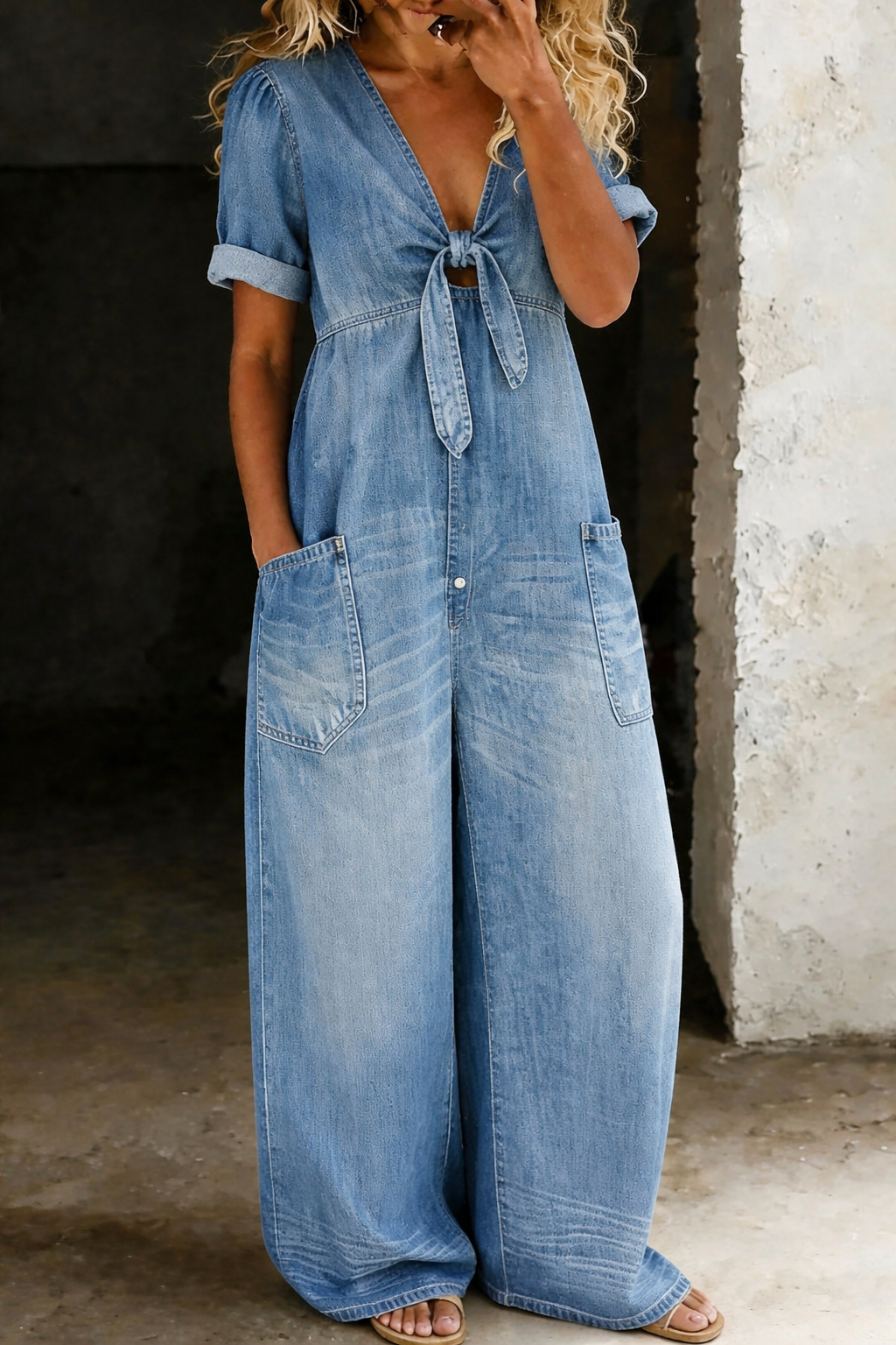 Naya | Short Sleeve V-Neck Jumpsuit