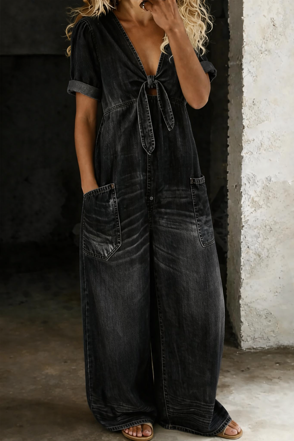 Naya | Short Sleeve V-Neck Jumpsuit