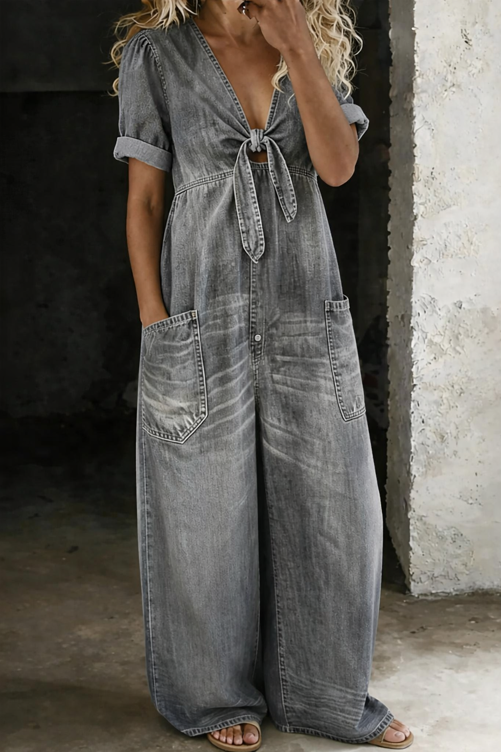 Naya | Short Sleeve V-Neck Jumpsuit
