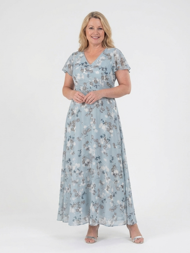 Ismeria - Floral Chiffon Maxi Dress