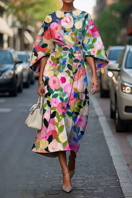 Serena  | Floral Grace Midi Dress