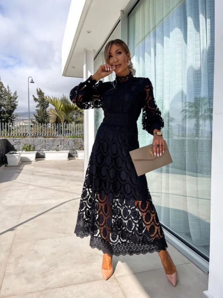 Luna’s Celestial Harmony Lace Midi Dress