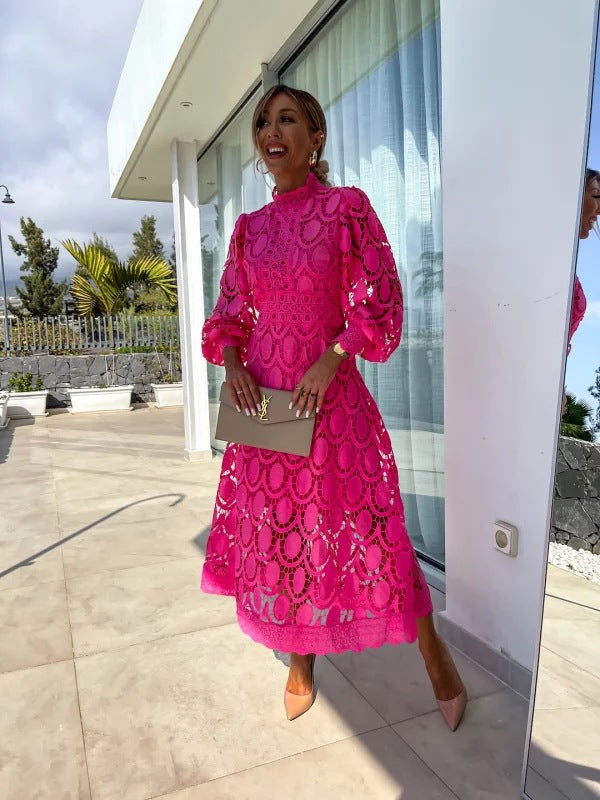 Luna’s Celestial Harmony Lace Midi Dress