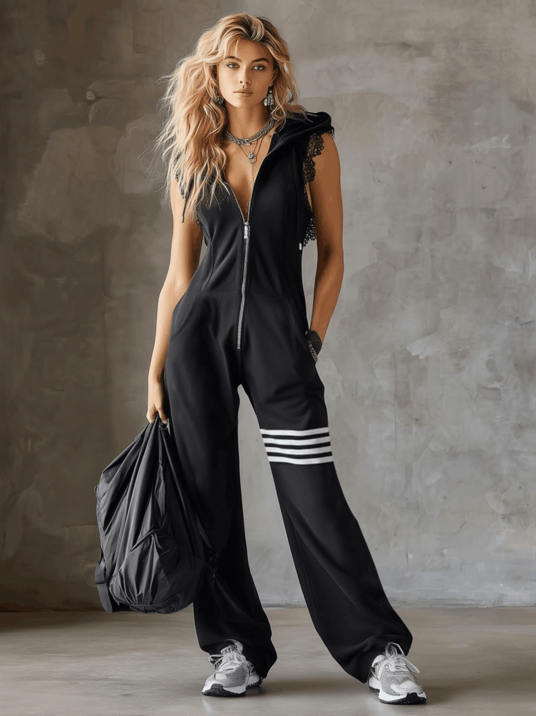 Clarissa | Retro Sporty Jumpsuit With Hood