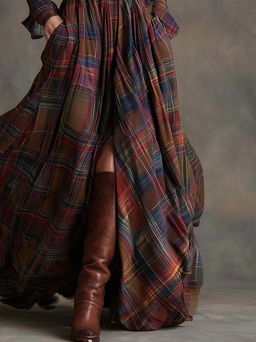 Lea ❘ Long plaid dress with belt