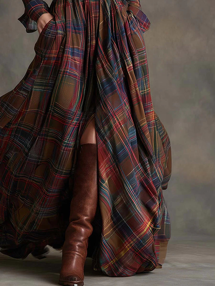 Lea ❘ Long plaid dress with belt