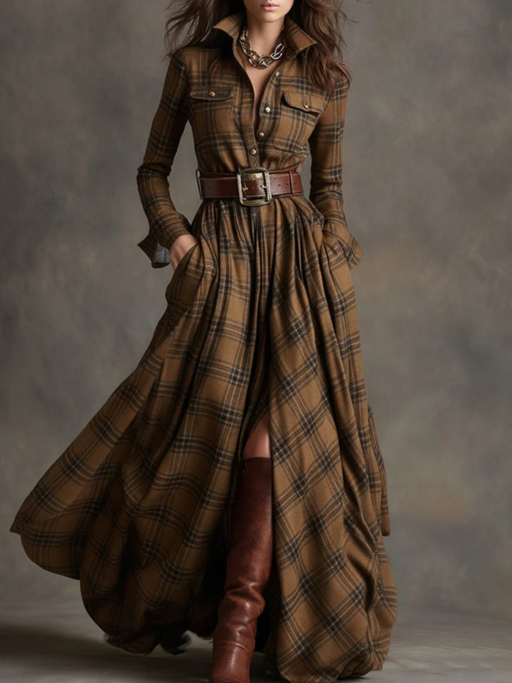 Lea ❘ Long plaid dress with belt