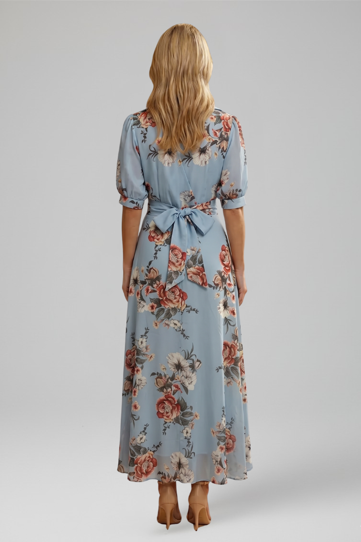 Leah | Women’s Midi Dress with V-Neck and Floral Pattern