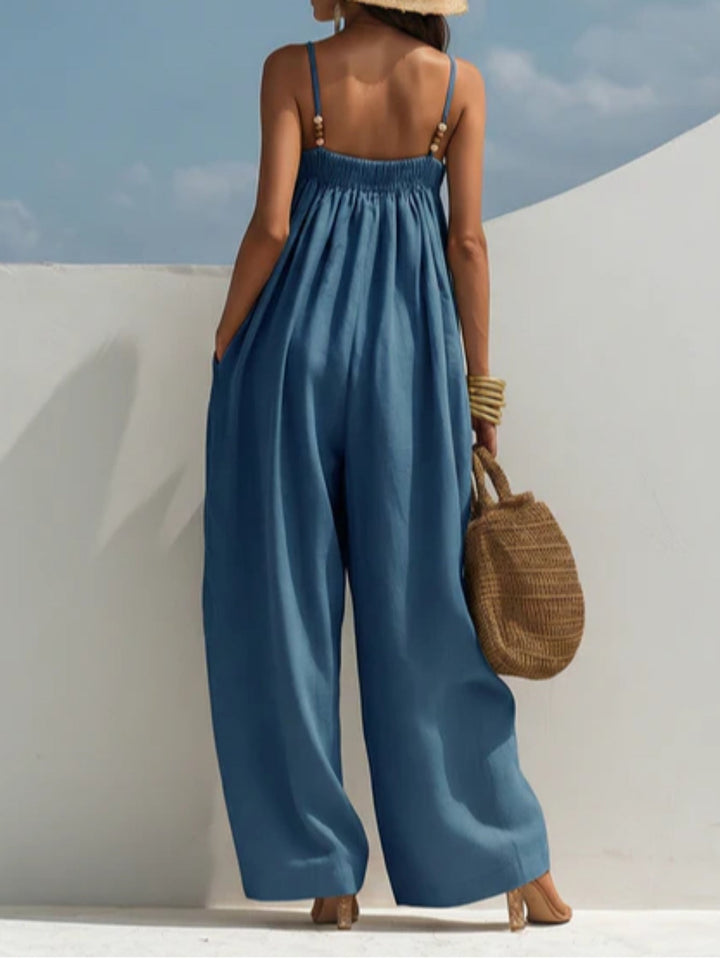 Monica | Relaxed Fit Wide-Leg Denim Jumpsuit
