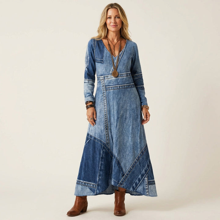 Adriana | Retro-Inspired Denim Midi Dress