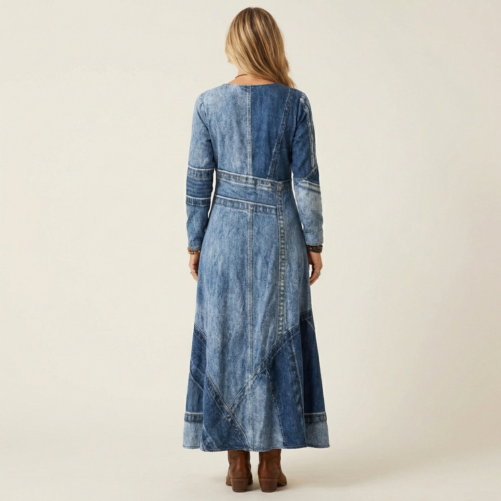 Adriana | Retro-Inspired Denim Midi Dress