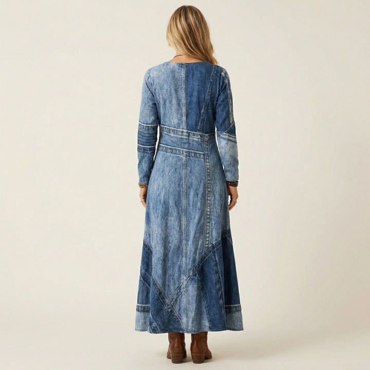 Adriana | Retro-Inspired Denim Midi Dress