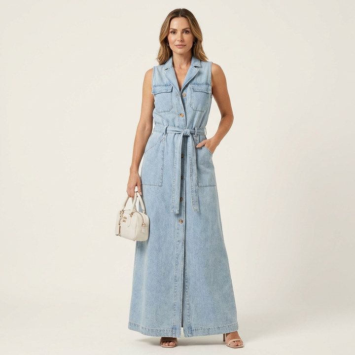 Georgina | Long Denim Maxi Dress