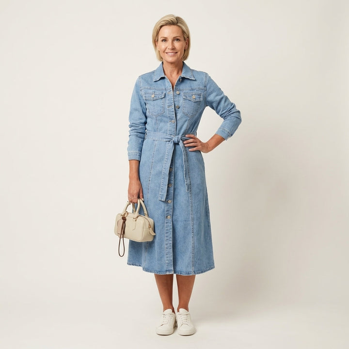 Maribell | Long Sleeve Maxi Denim Dress