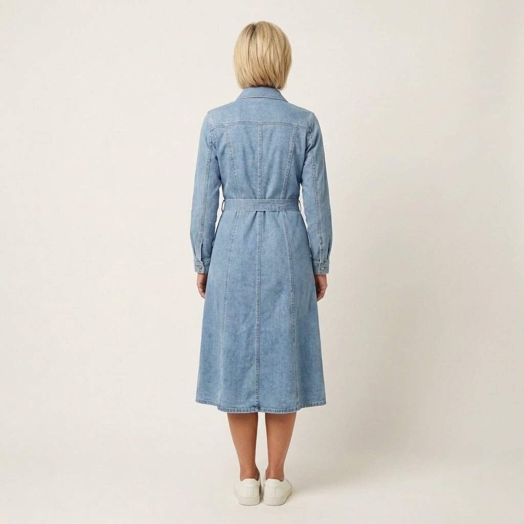 Maribell | Long Sleeve Maxi Denim Dress