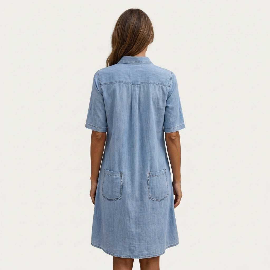 Wonda | Distressed Denim Shirt Dress