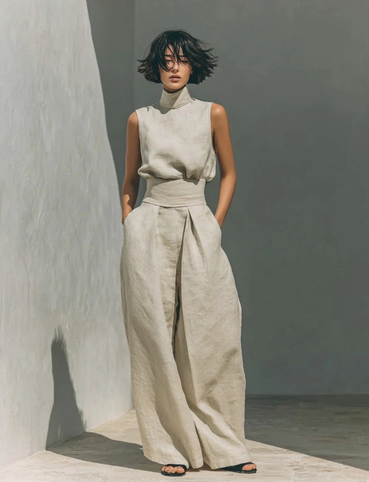 Georgiana | Sleeveless Blouse &amp; Wide-Leg Pants Set