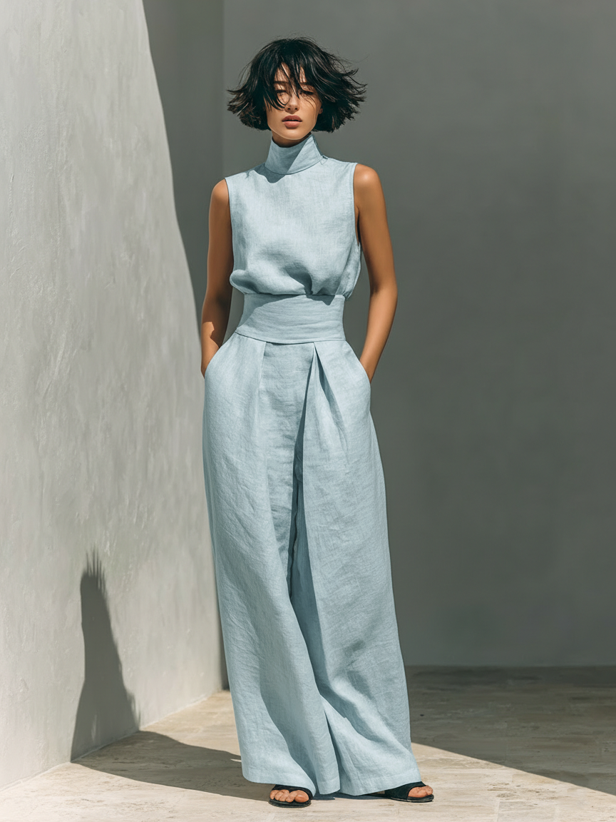 Georgiana | Sleeveless Blouse &amp; Wide-Leg Pants Set