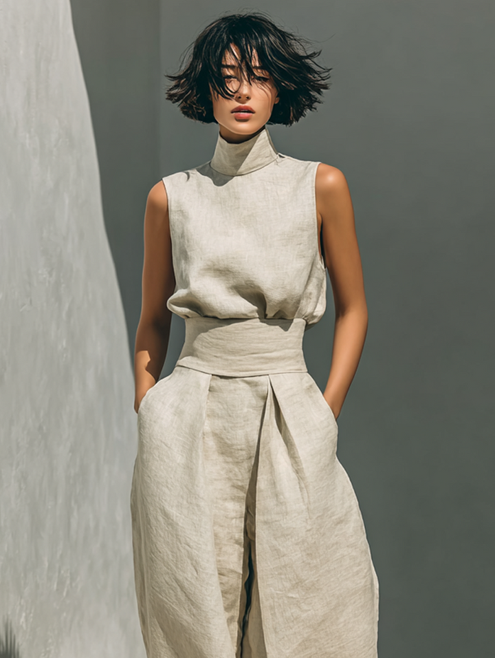 Georgiana | Sleeveless Blouse &amp; Wide-Leg Pants Set