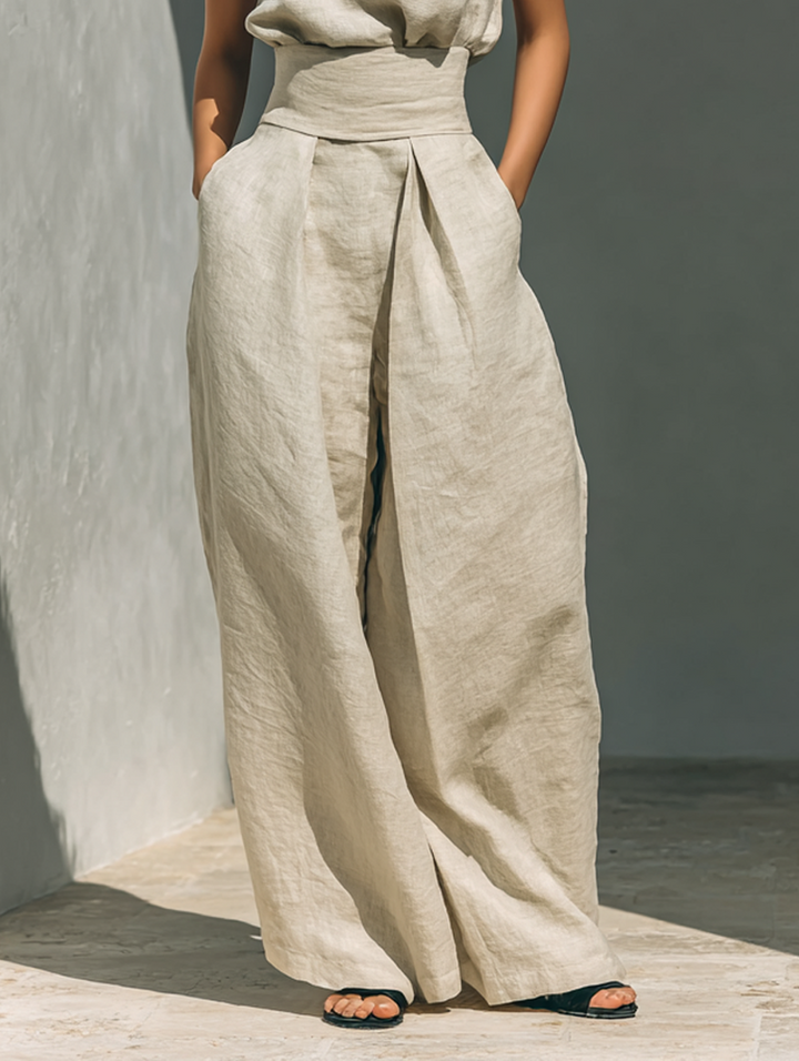 Georgiana | Sleeveless Blouse &amp; Wide-Leg Pants Set