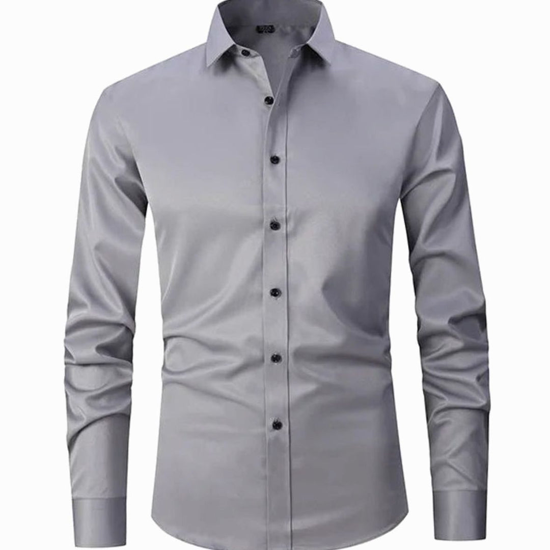 Men's Slim-Fit Wrinkle-Free Button-Down Shirt - Grey