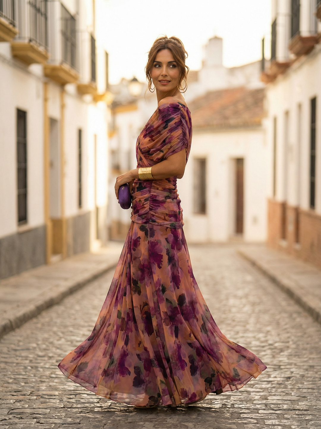 Leo | Elegant V-neck Long Frilled Dress for Women | Wedding
