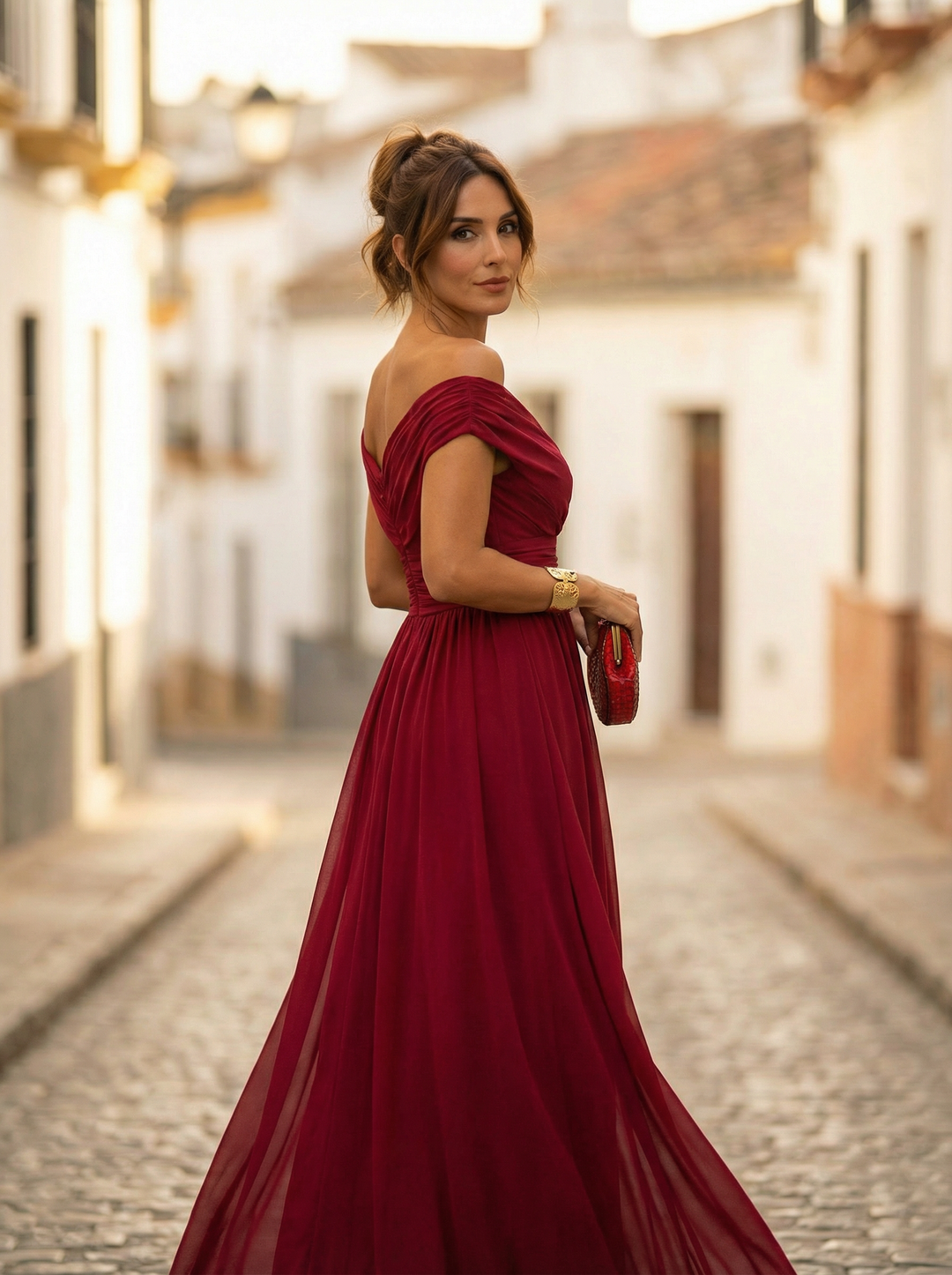 Leo | Elegant V-neck Long Frilled Dress for Women | Wedding