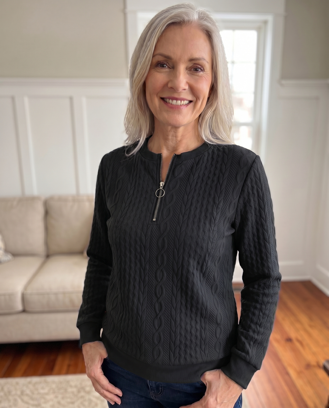 Textured Zipper Sweatshirt – Stylish &amp; Comfy