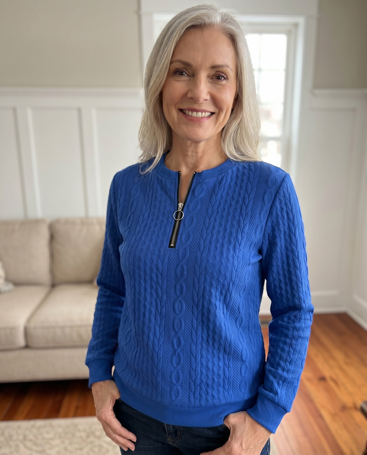 Textured Zipper Sweatshirt – Stylish &amp; Comfy