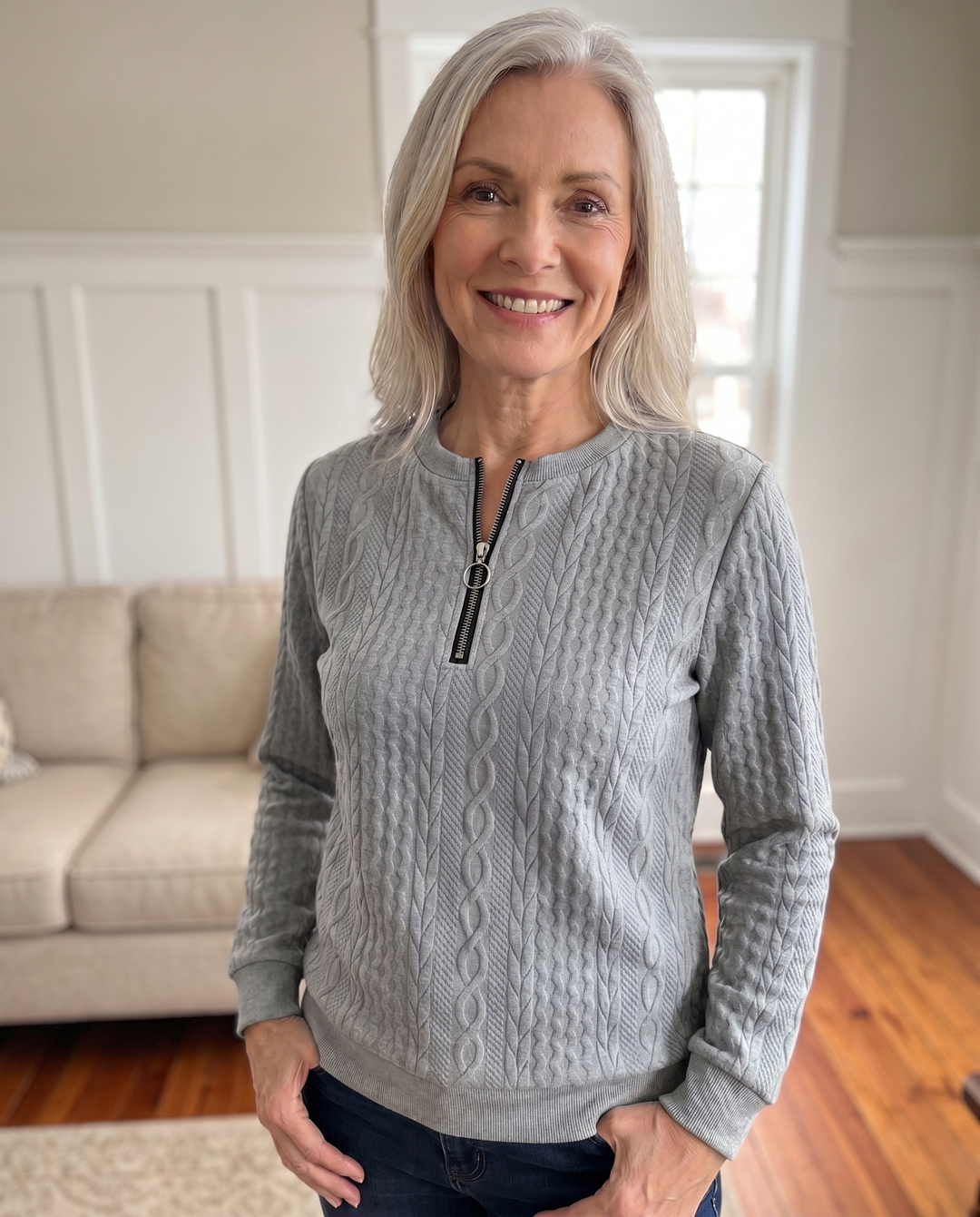 Textured Zipper Sweatshirt – Stylish &amp; Comfy