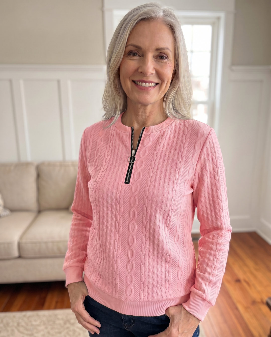 Textured Zipper Sweatshirt – Stylish &amp; Comfy