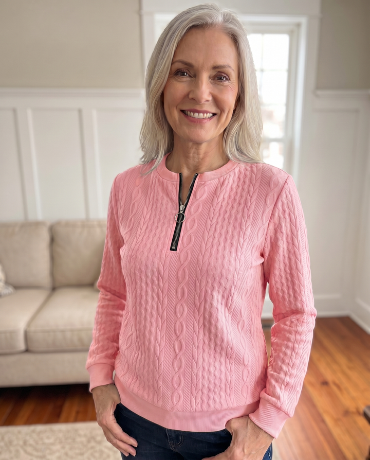 Textured Zipper Sweatshirt – Stylish &amp; Comfy
