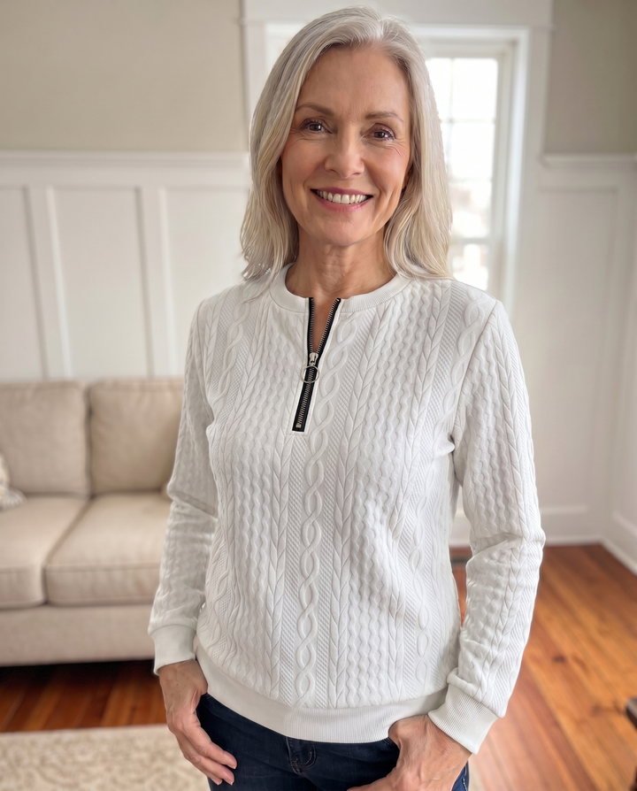 Textured Zipper Sweatshirt – Stylish &amp; Comfy