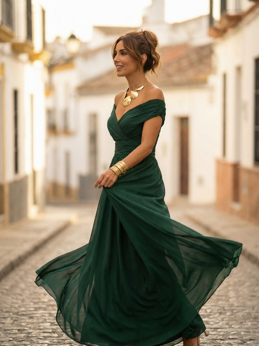 Leo | Elegant V-neck Long Frilled Dress for Women | Wedding