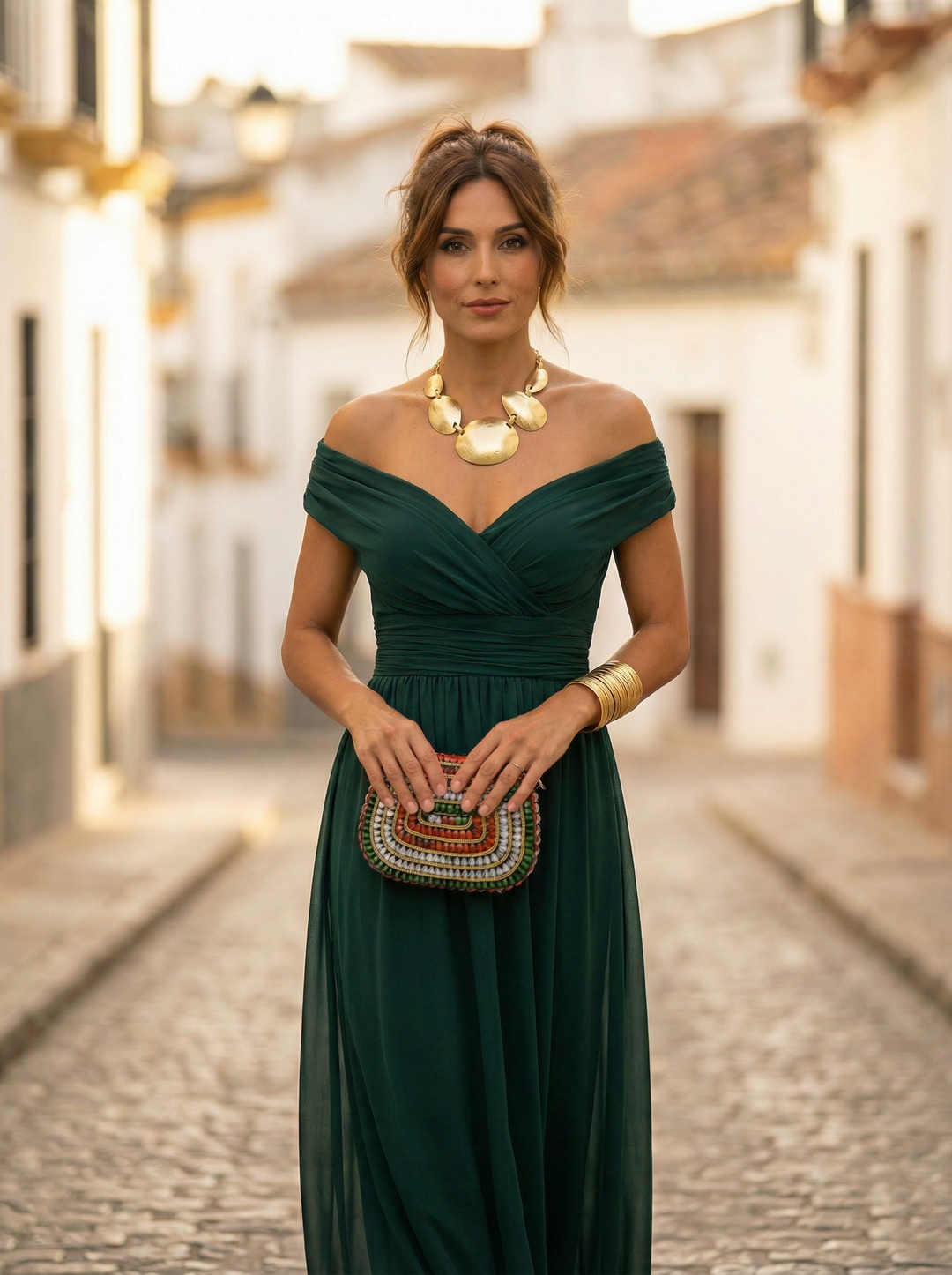 Leo | Elegant V-neck Long Frilled Dress for Women | Wedding