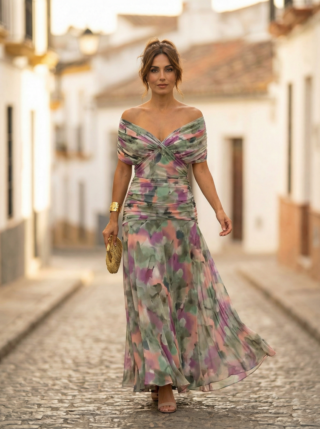 Leo | Elegant V-neck Long Frilled Dress for Women | Wedding