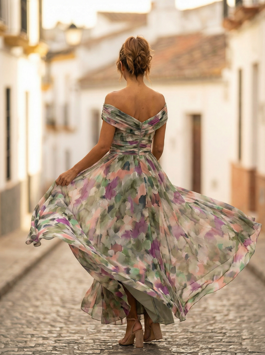 Leo | Elegant V-neck Long Frilled Dress for Women | Wedding