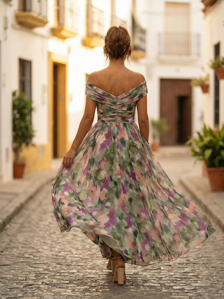 Leo | Elegant V-neck Long Frilled Dress for Women | Wedding