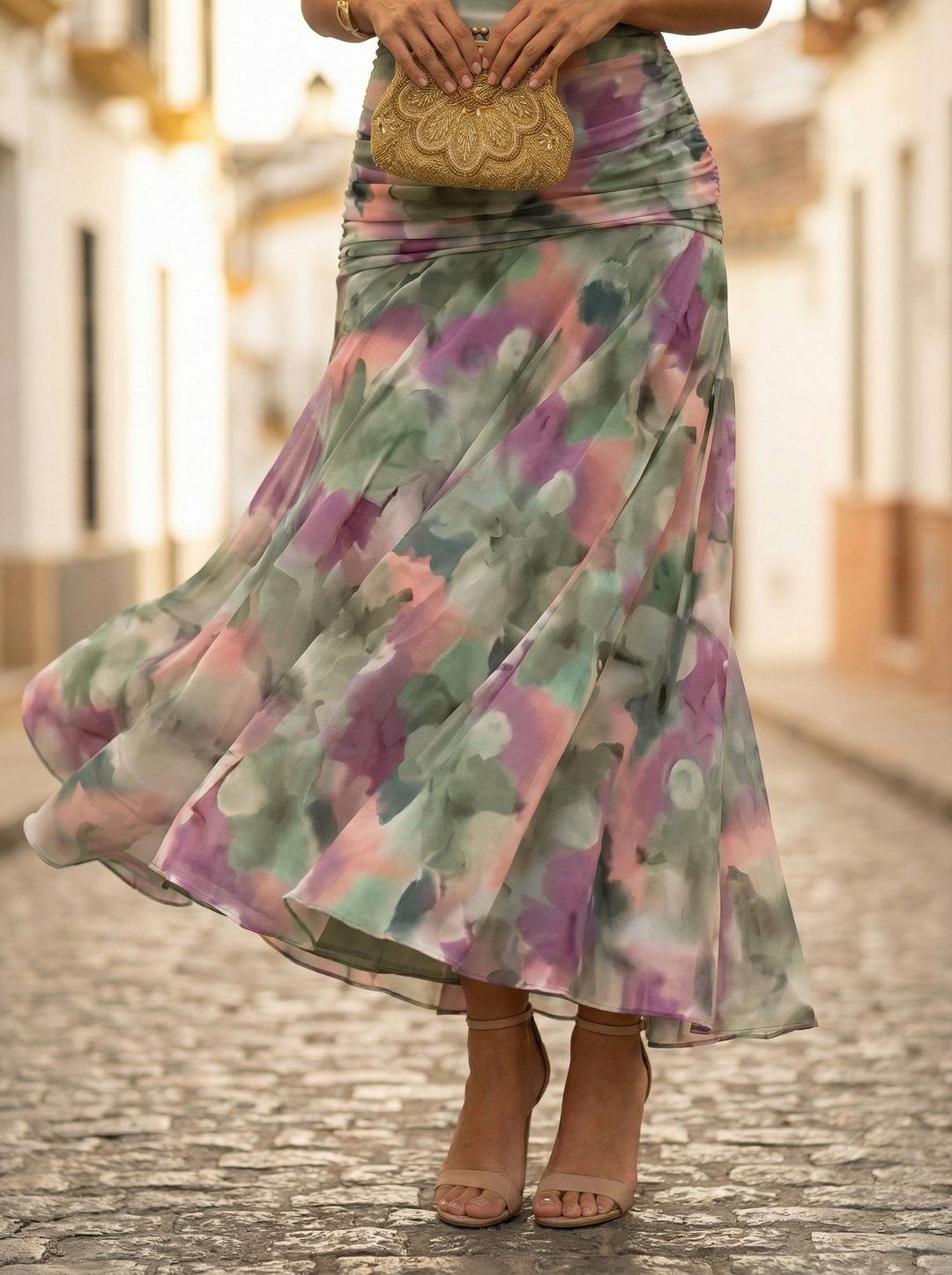 Leo | Elegant V-neck Long Frilled Dress for Women | Wedding