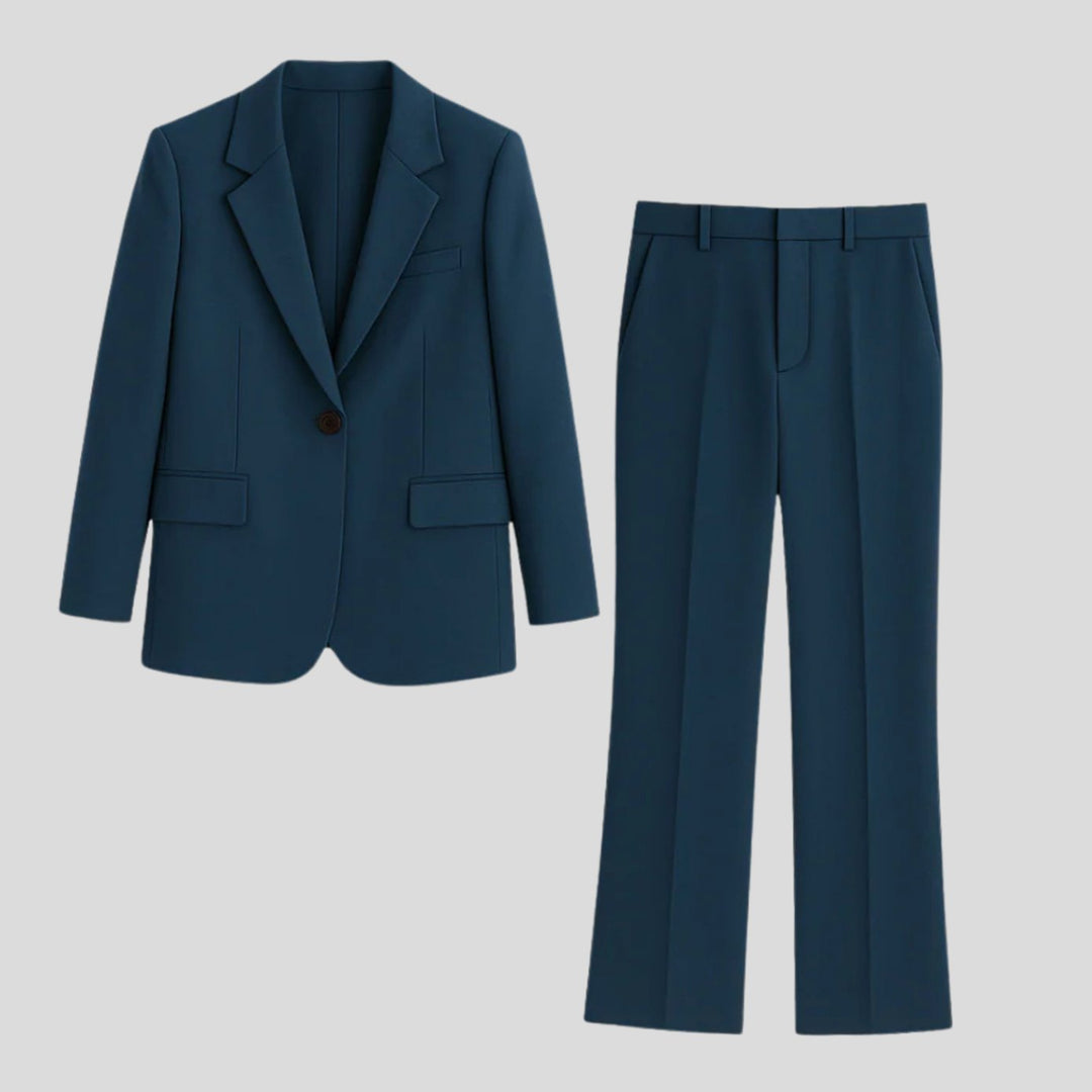 Women's Tailored Blazer Suit Set Straight-Leg Trousers